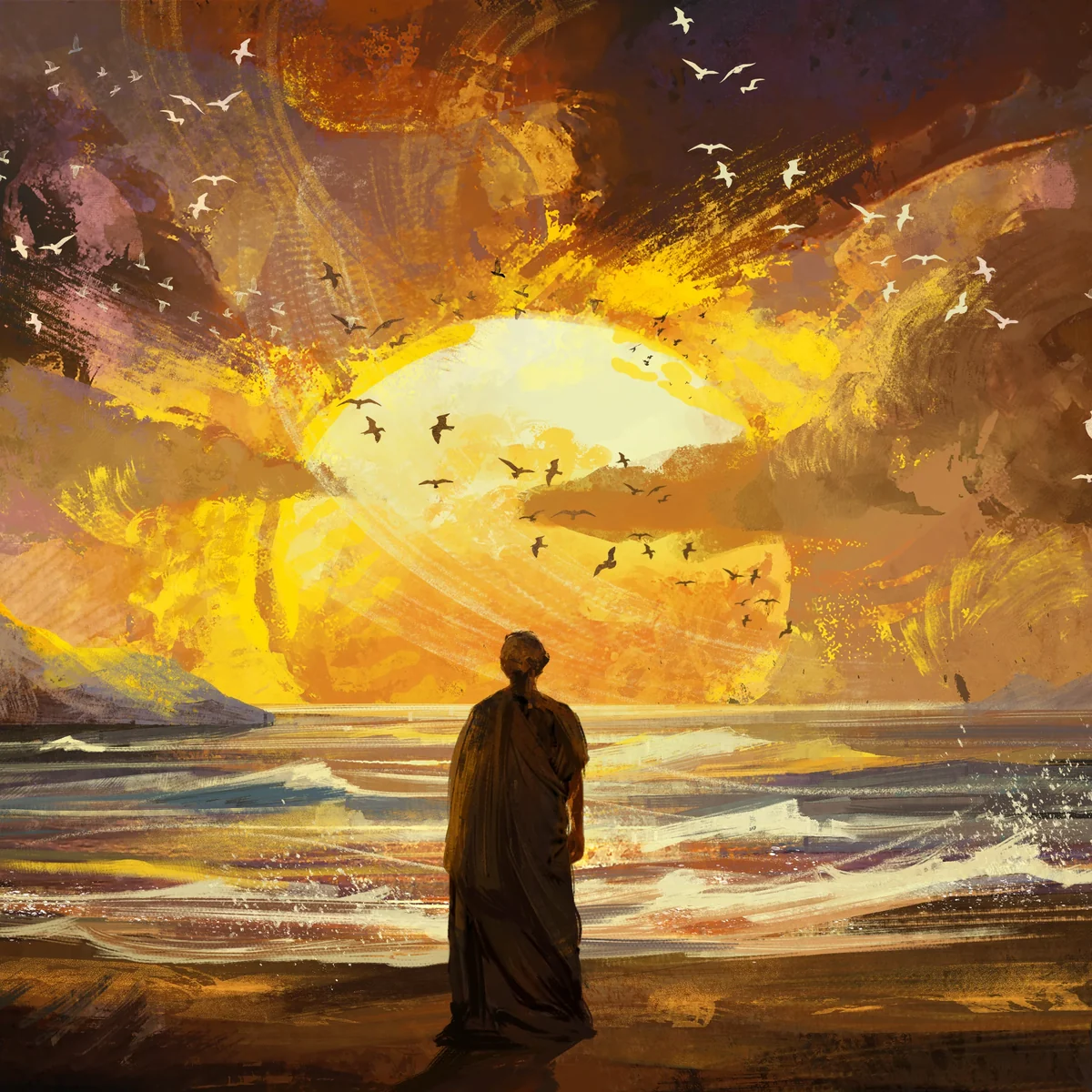 A Roman mariner beholds the American coast at sunrise
